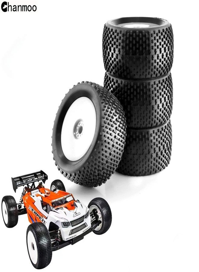 Chanmoo 1/8 RC Off Road Racing Truck Tires And Wheels 17mm Hex Rubber Buggy Tyres OD 140mm For 1:8 Scale Monster Truck Car Arrma Typhon 6S Talion 4WD HPI HSP BAZOOKA CAMPER Kyosho TRAXXAS 4PCS (White) - Image 5
